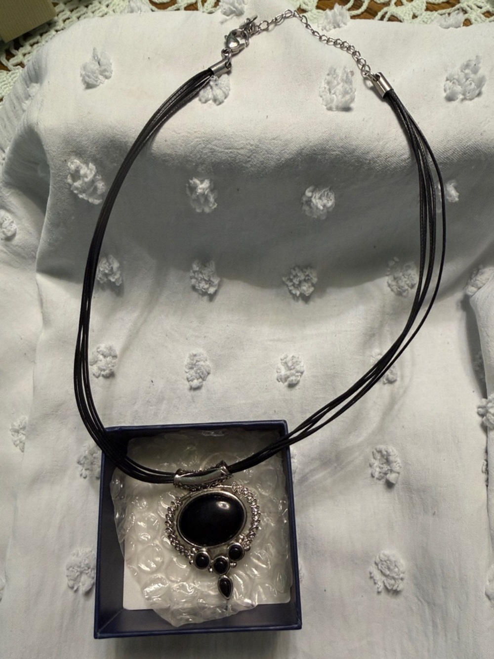 Black Stone Silver-Accent Multi-Strand Necklace
